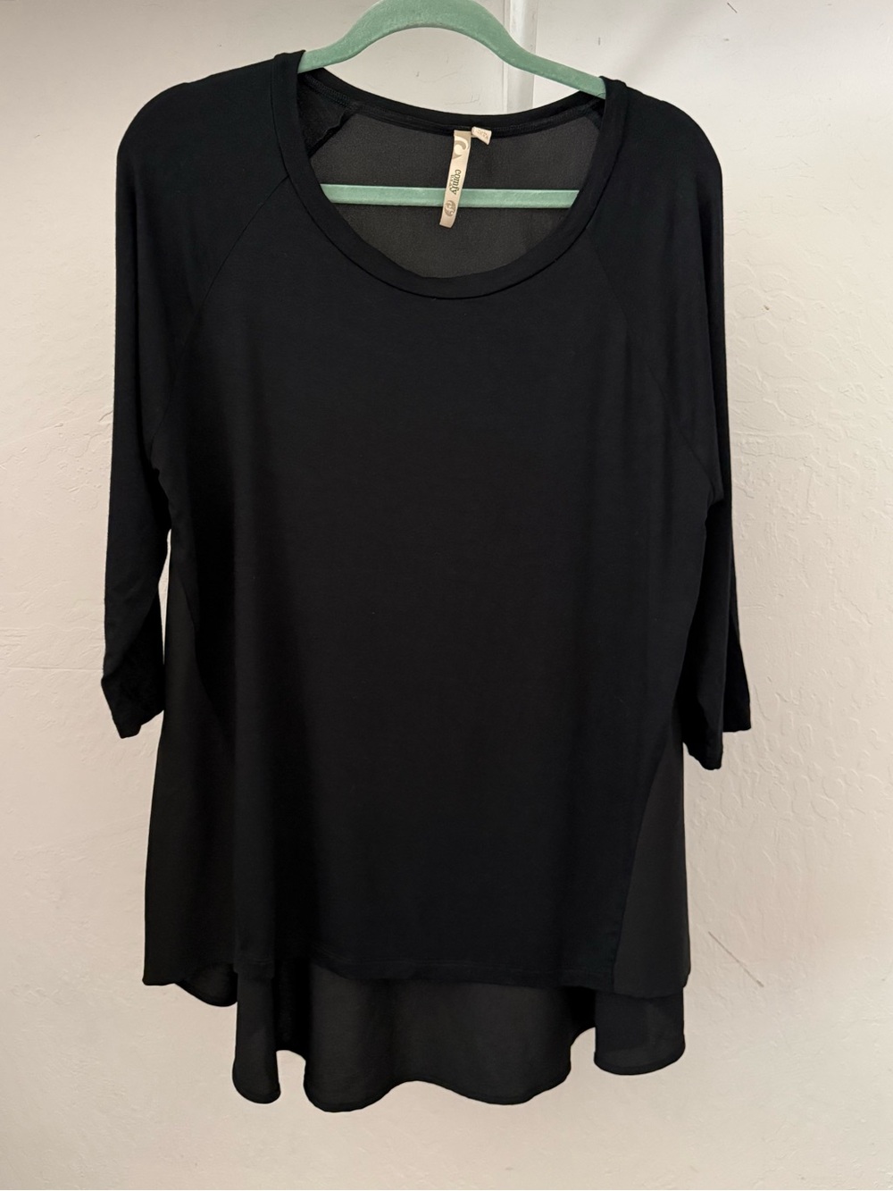 Y2K Comfy USA Black Soft Knit Tunic with Crepe Back Panel
